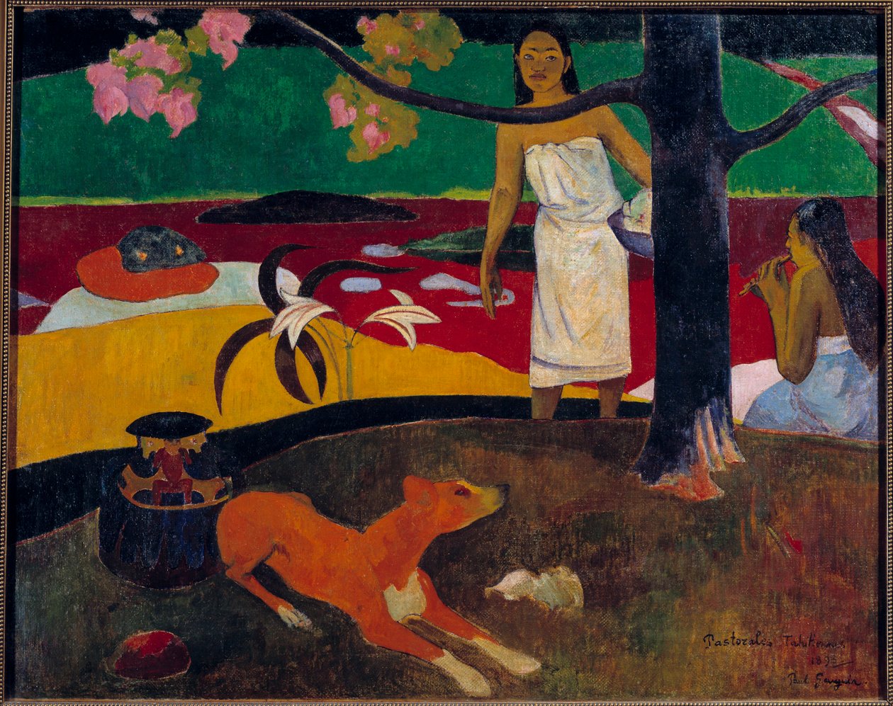 Tahitiansk scenmålning av Paul Gauguin (1848-1903) 1892 Sön. 0,87x1,13 m St Petersburg, Eremitagemuseet av Paul Gauguin