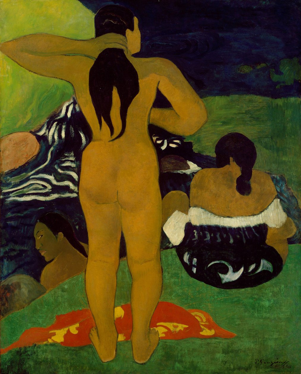 Tahitiska kvinnor som badar av Paul Gauguin