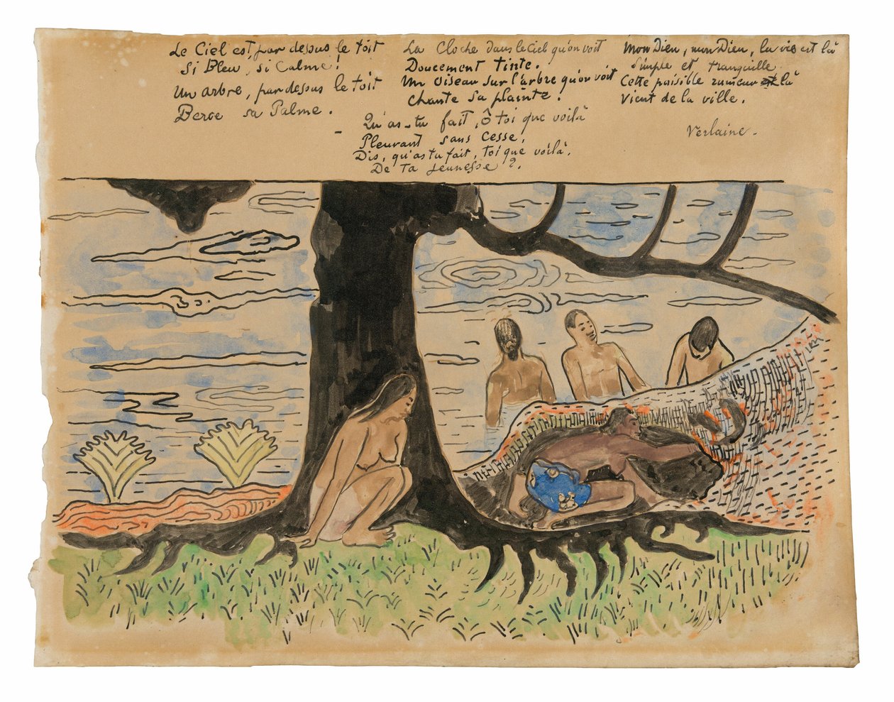 Tahitians fiske av Paul Gauguin