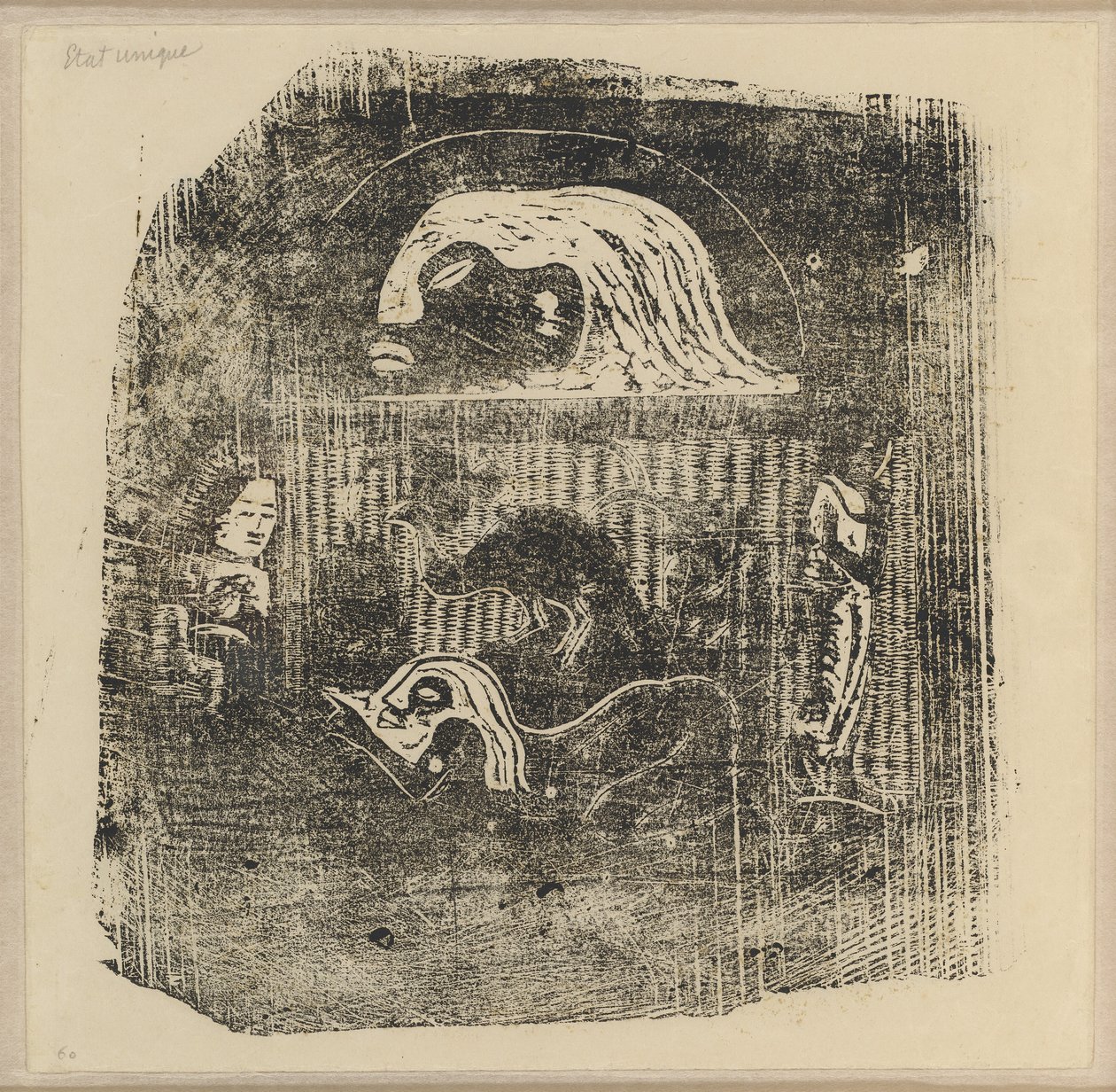 Te Atua (Gudarna) liten tallrik [verso] av Paul Gauguin
