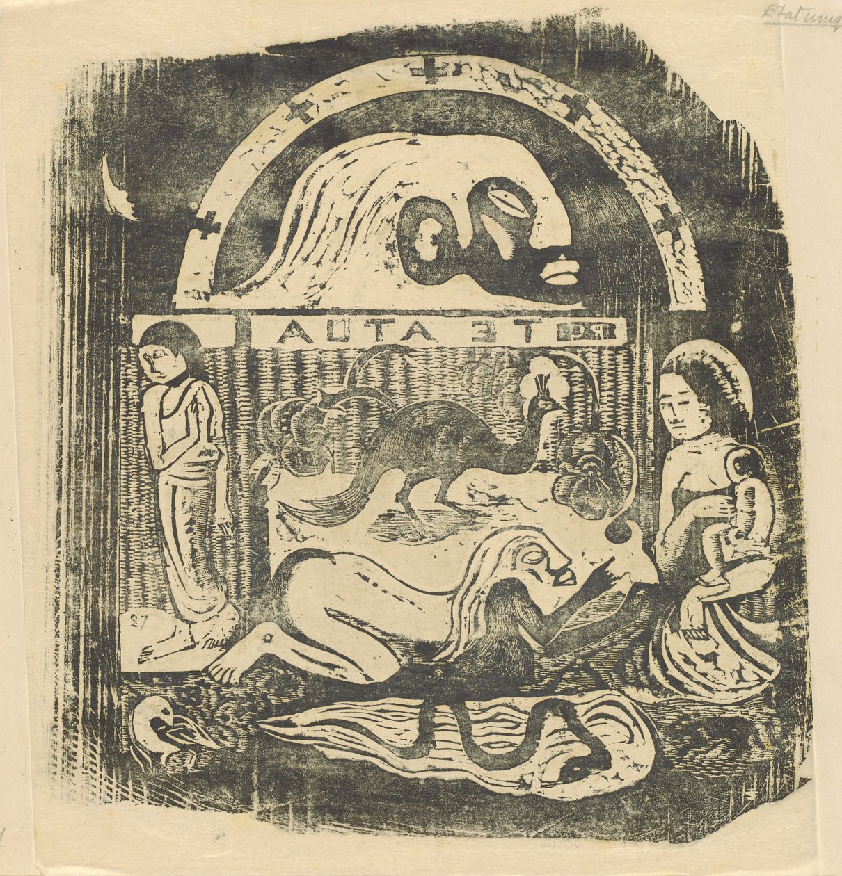 Te Atua The Gods Small Plate [recto], i eller efter 1895. av Paul Gauguin
