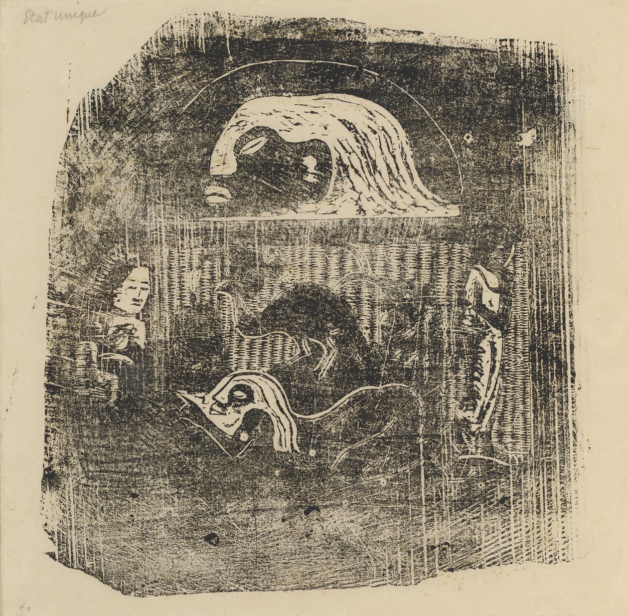 Te Atua The Gods Small Plate [verso], i eller efter 1895. av Paul Gauguin