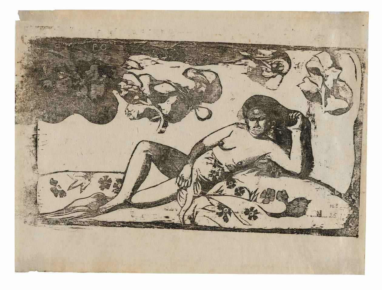 Te arii vahine-opoi (Kvinna med mangoträd), från sviten med sena träsnitt av Paul Gauguin