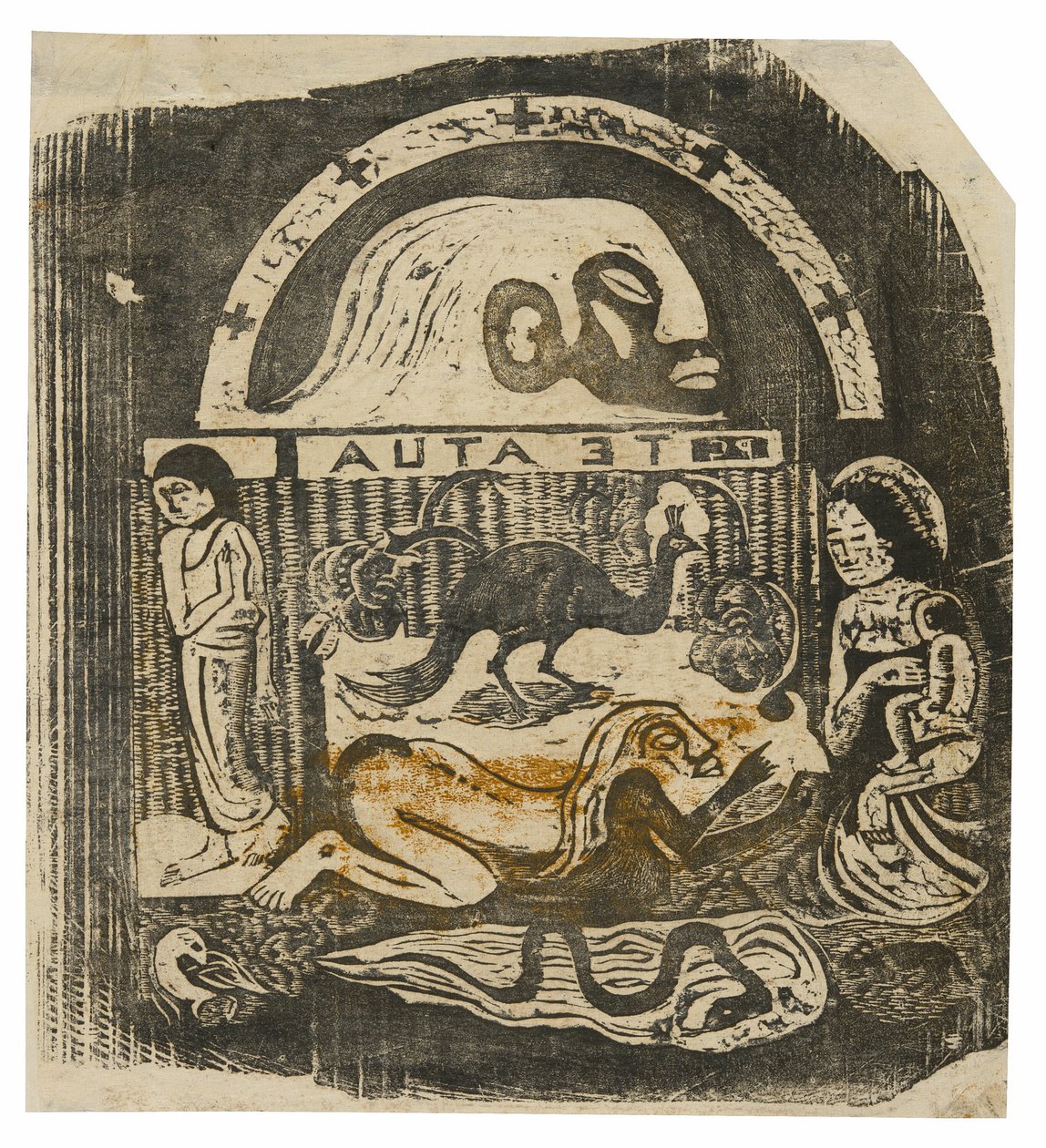 Te atua (Guden), från Suite of Late Wood-block Prints av Paul Gauguin