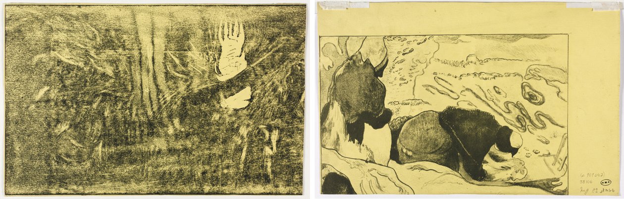 Djävulen talar (Mahna No Varua Ino) (recto); Kvinnor som tvättar kläder (verso) av Paul Gauguin
