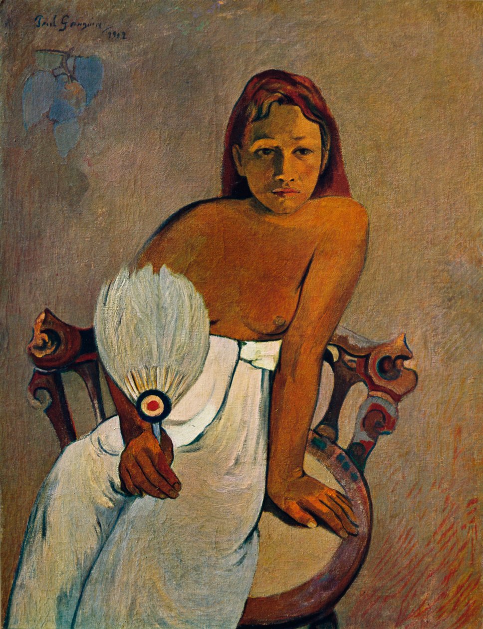 Flickan med ett fan, 1902 av Paul Gauguin