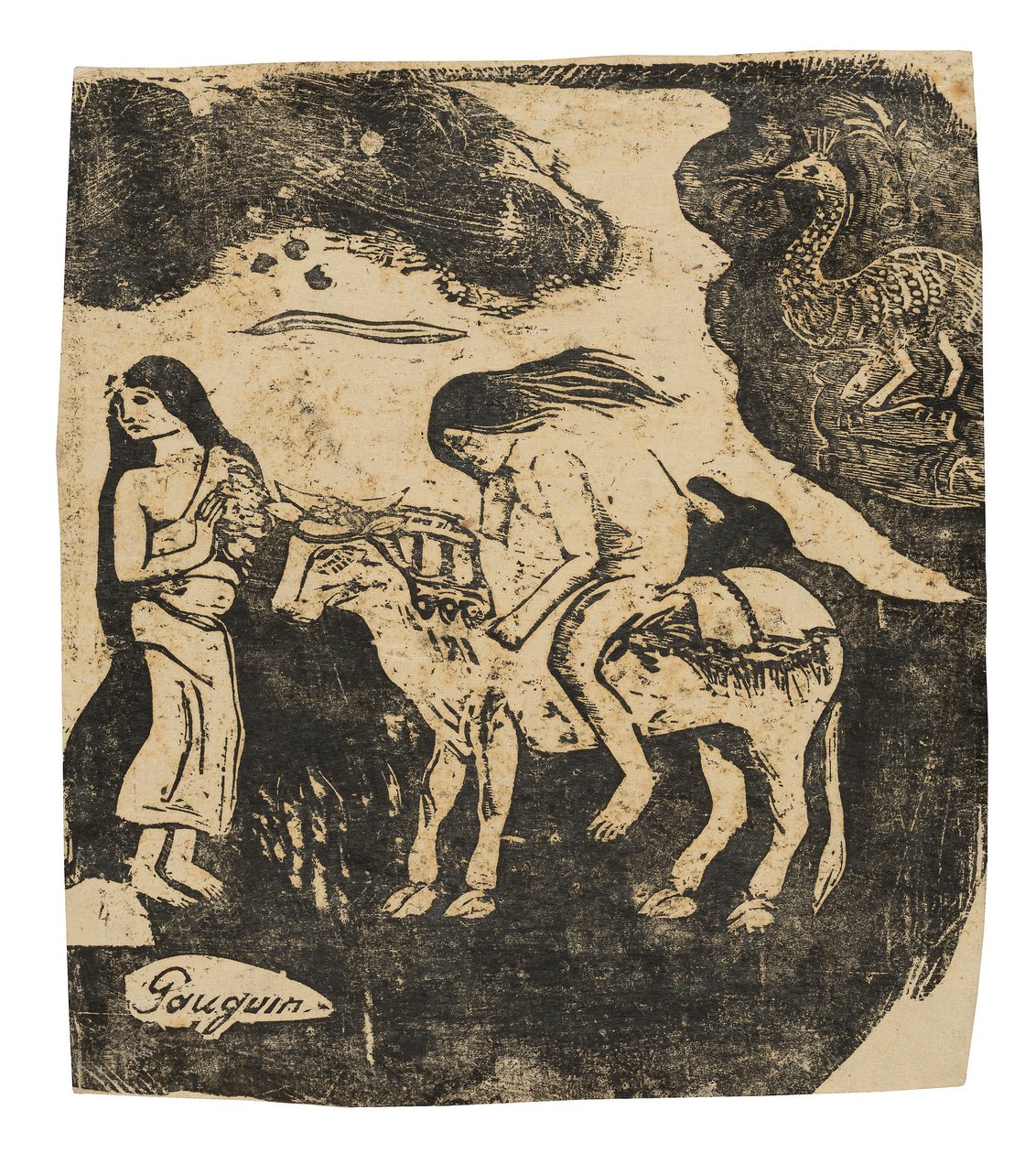 The Rape of Europa, från sviten med sena träsnitt av Paul Gauguin