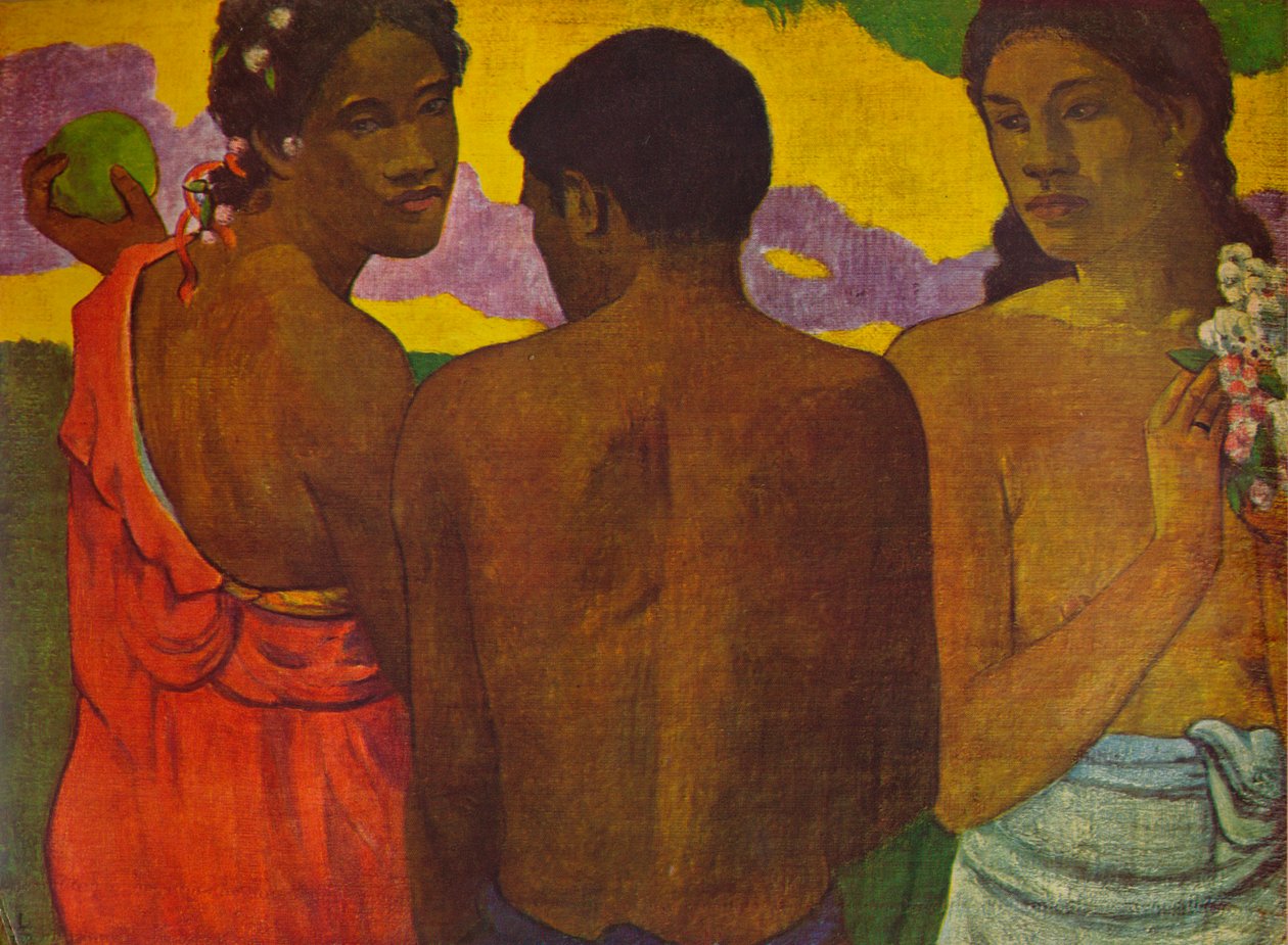 Tre Tahitianer, 1899 1935 av Paul Gauguin