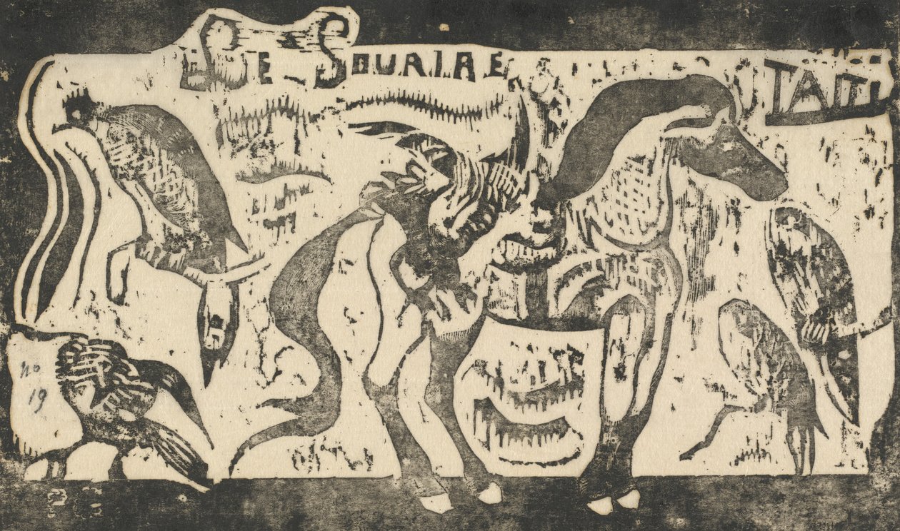 Titelsida för Le Sourire Titel på leendet, 1895 eller efter. av Paul Gauguin