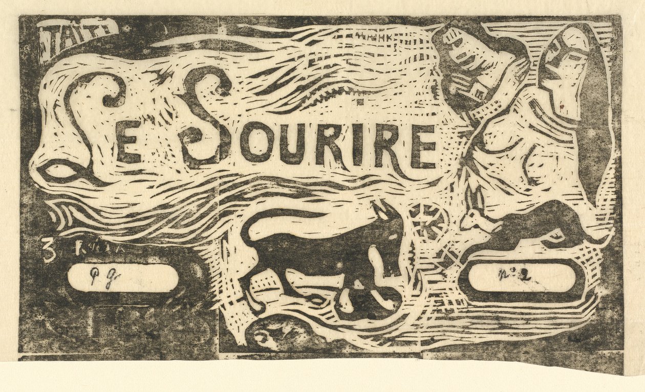Titelsida för Le Sourire Titel på leendet, 1895 eller efter. av Paul Gauguin