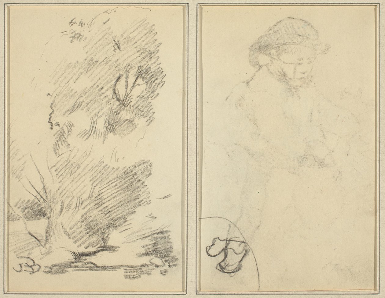 Träd; Skiss av Breton Boy [verso] av Paul Gauguin
