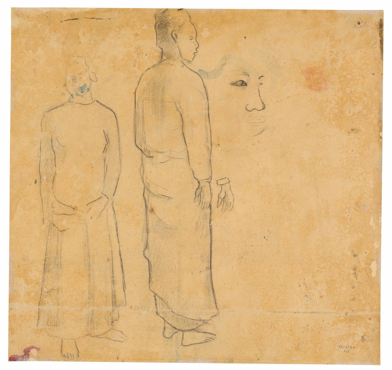 Two Figures (relaterad till målningen Tahitian Landscape) av Paul Gauguin