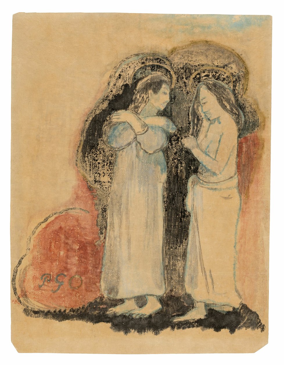 Två stående tahitiska kvinnor av Paul Gauguin