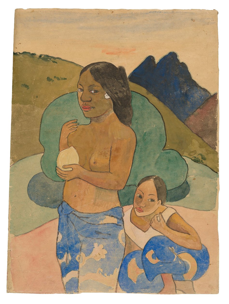 Two Tahitian Women in a Landscape, ca 1892 (akvarell och gouache) av Paul Gauguin