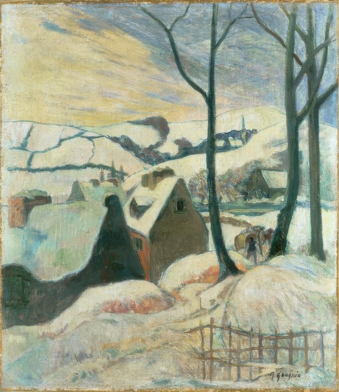 Byn under snön av Paul Gauguin