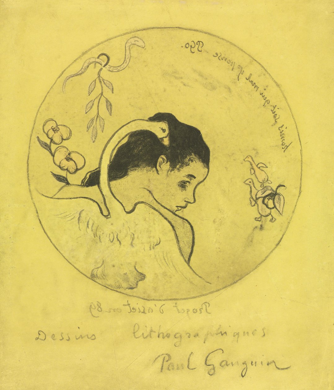 Volpini Suite: Design for a Plate: Leda and the Swan Project för Plate: Leda and the Swan, 1889. av Paul Gauguin