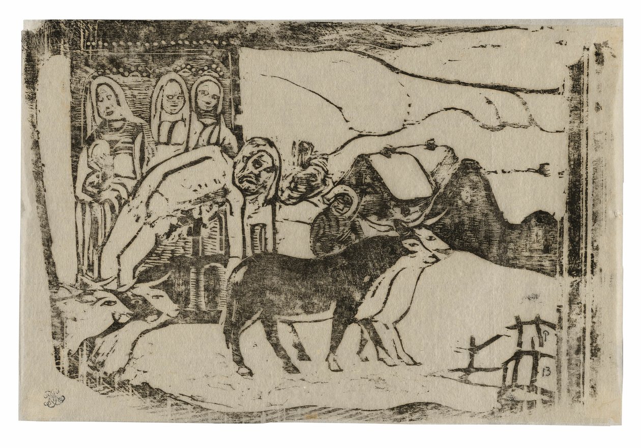 Bildstorm i Bretagne, ur sviten med sena träsnitt av Paul Gauguin