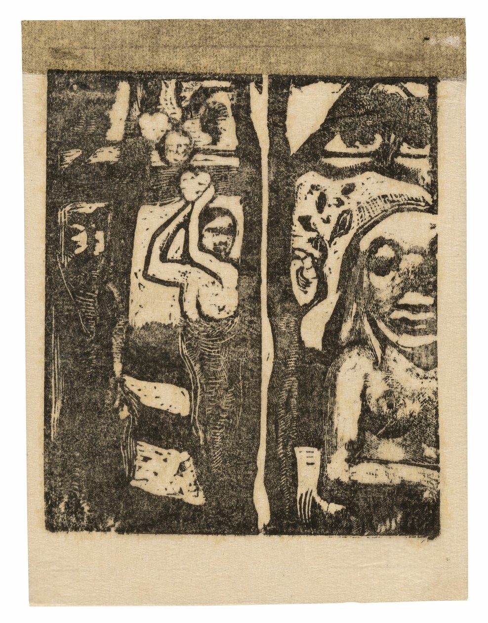 Kvinna som plockar frukt och Oviri av Paul Gauguin