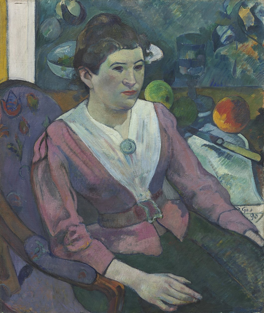 Kvinna framför ett stilleben av Cézanne av Paul Gauguin
