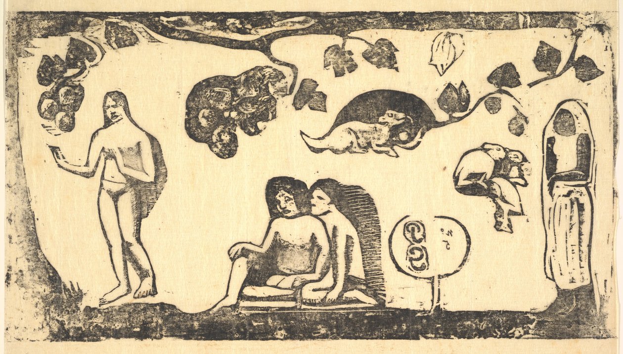 Kvinnor, djur och lövverk, 1898. av Paul Gauguin