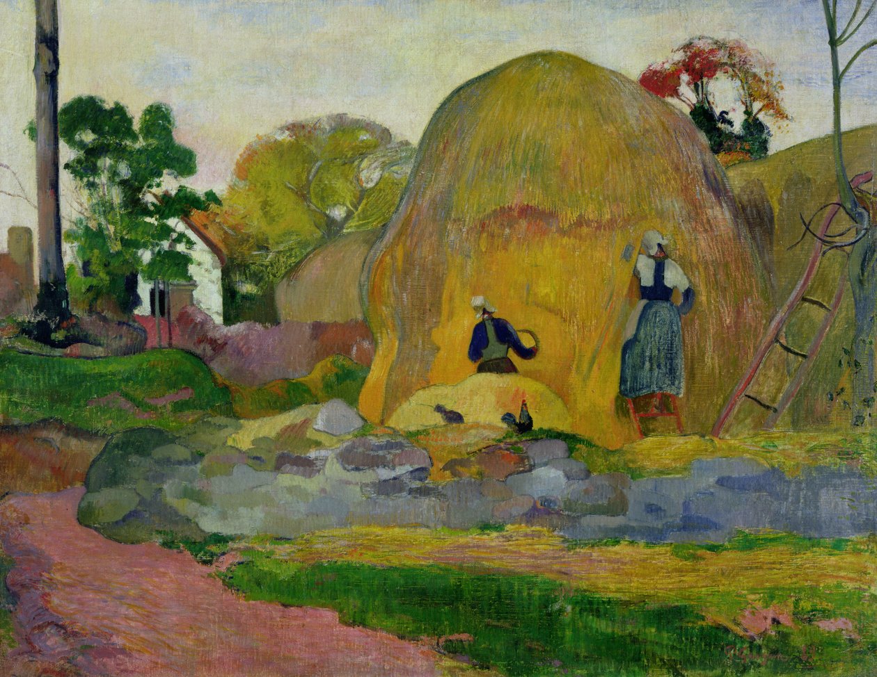 Gula höstackar, eller Golden Harvest, 1889 av Paul Gauguin