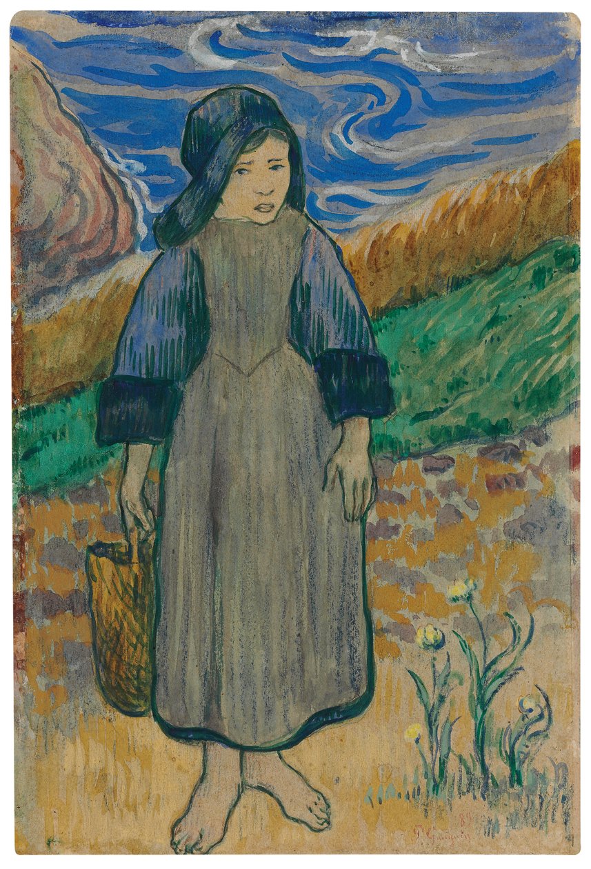 Ung breton flicka vid havet; Ung breton flicka vid havet, 1889 av Paul Gauguin
