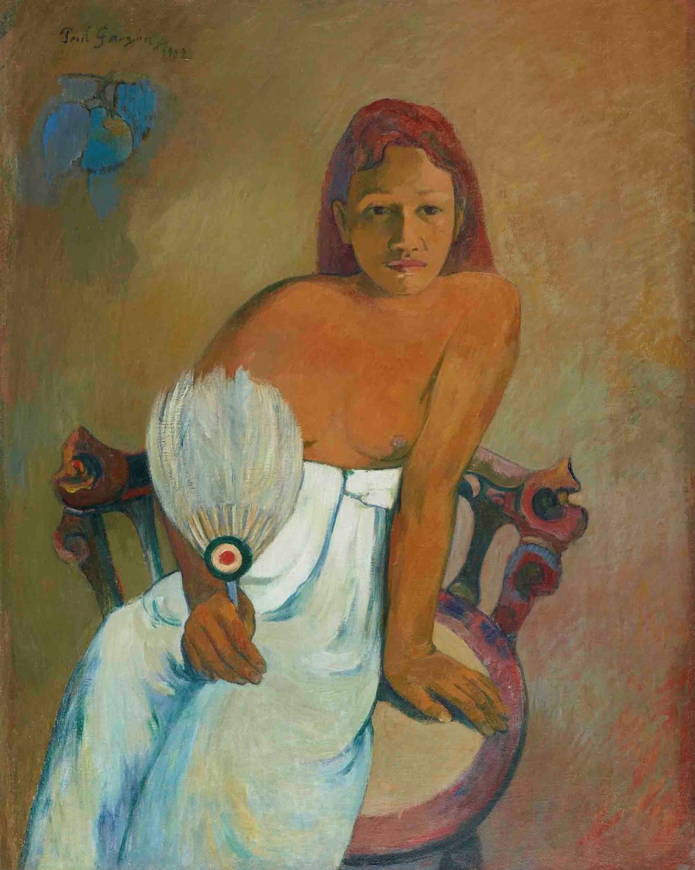 Ung flicka med solfjäder av Paul Gauguin