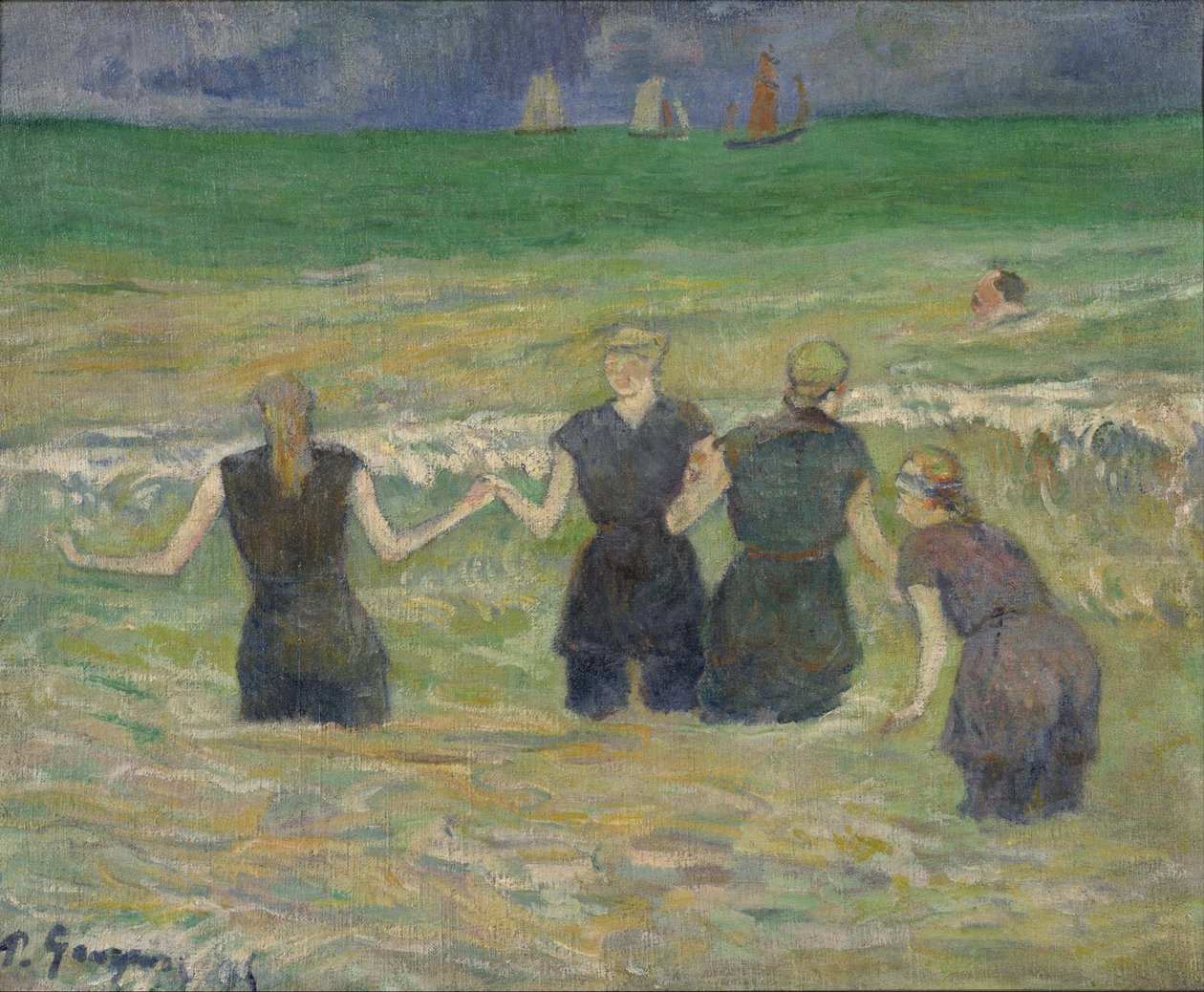 ""unga kvinnor badar"" Målning av Paul Gauguin (1848-1903) 1885 National Museum of Western Art, Tokyo Japan av Paul Gauguin
