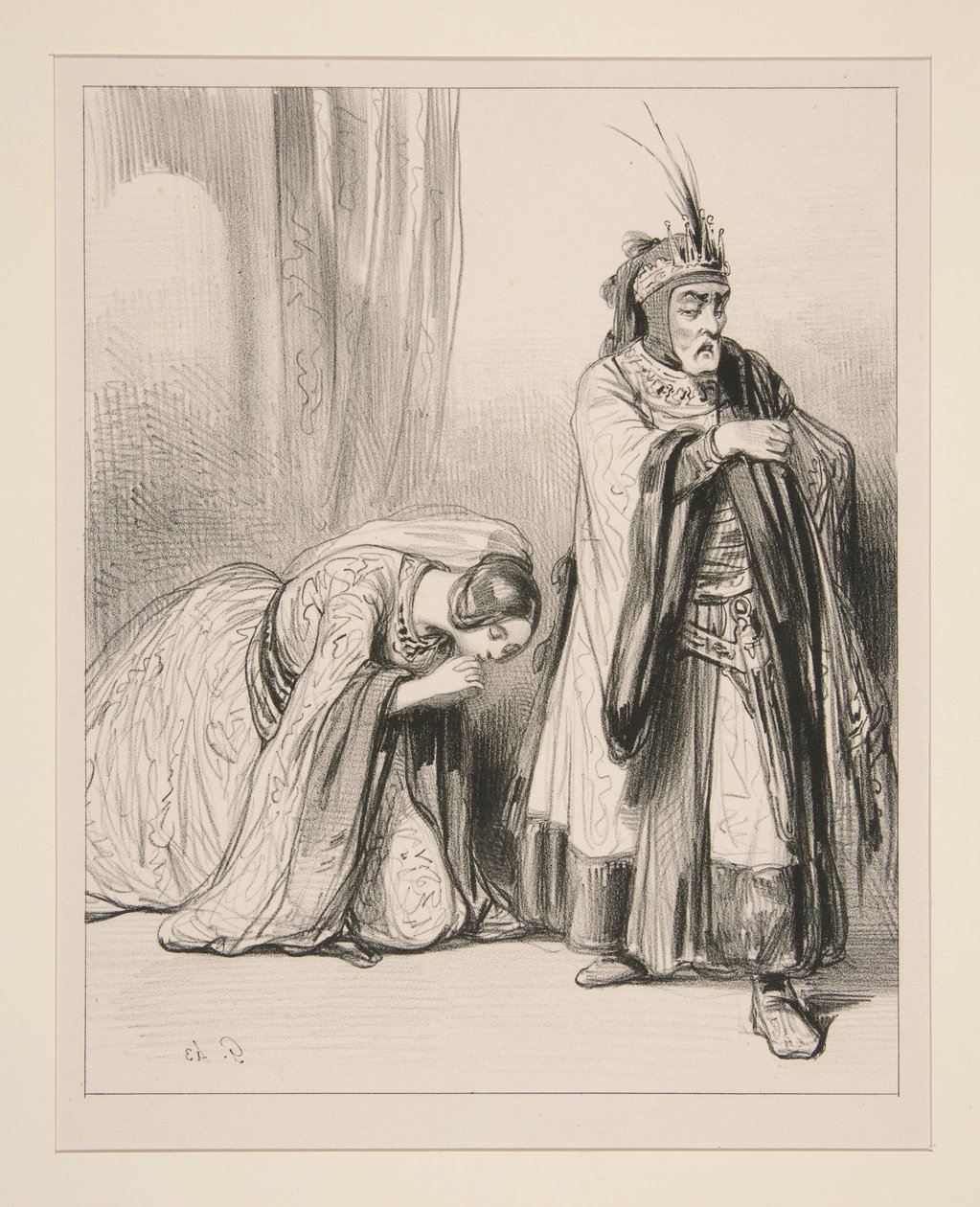 (Den unga prinsessan) Måste jag då dö av sorg vid era fötter, Herre... av Paul Gavarni