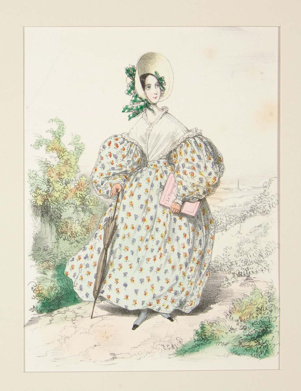 PÅ LANDSBYGDEN. Juli 1835. Klänning av jaconas,... av Paul Gavarni