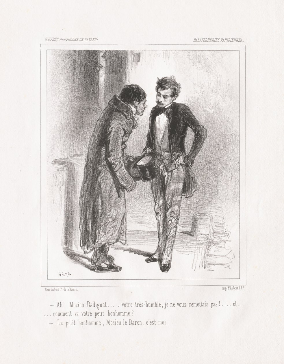 Parisiska nonsens: Ah! Monsieur Radiguet, 1847. av Paul Gavarni