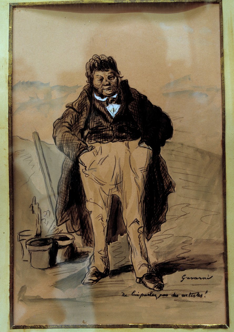 Berätta inte för honom om de rika borgerliga eller framstående provinskonstnärerna som troligen arbetar i administrationen som föraktar konstnärer och andra antikoformistiska yrken. Tecknad av Paul Gavarni (1804-1866) Clermont Ferrand från 1800-talet (Cler av Paul Gavarni