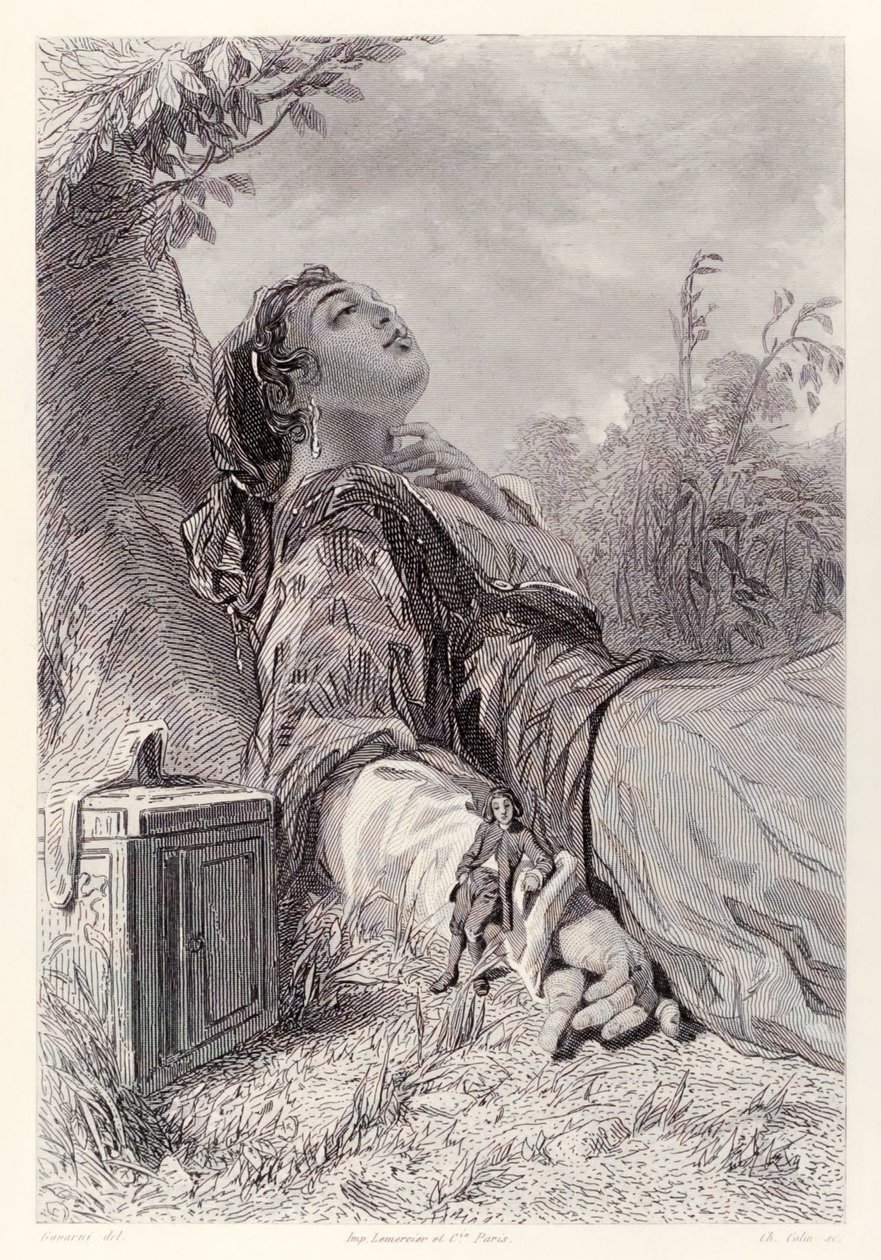 Gulliver och Glumdalclitch, från den franska upplagan av Gullivers Travels av Jonathan Swift av Paul Gavarni