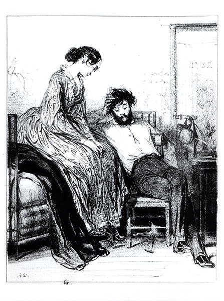 I Prison for Debt at Clichy, ca 1830-40 (litho) (s/v foto) av Paul Gavarni