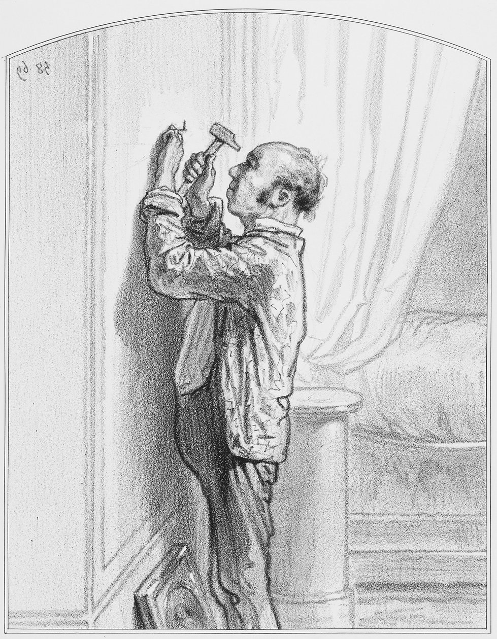 Porträtt av Prima Donna, tavla 4 från Les Toquades, 1858 av Paul Gavarni