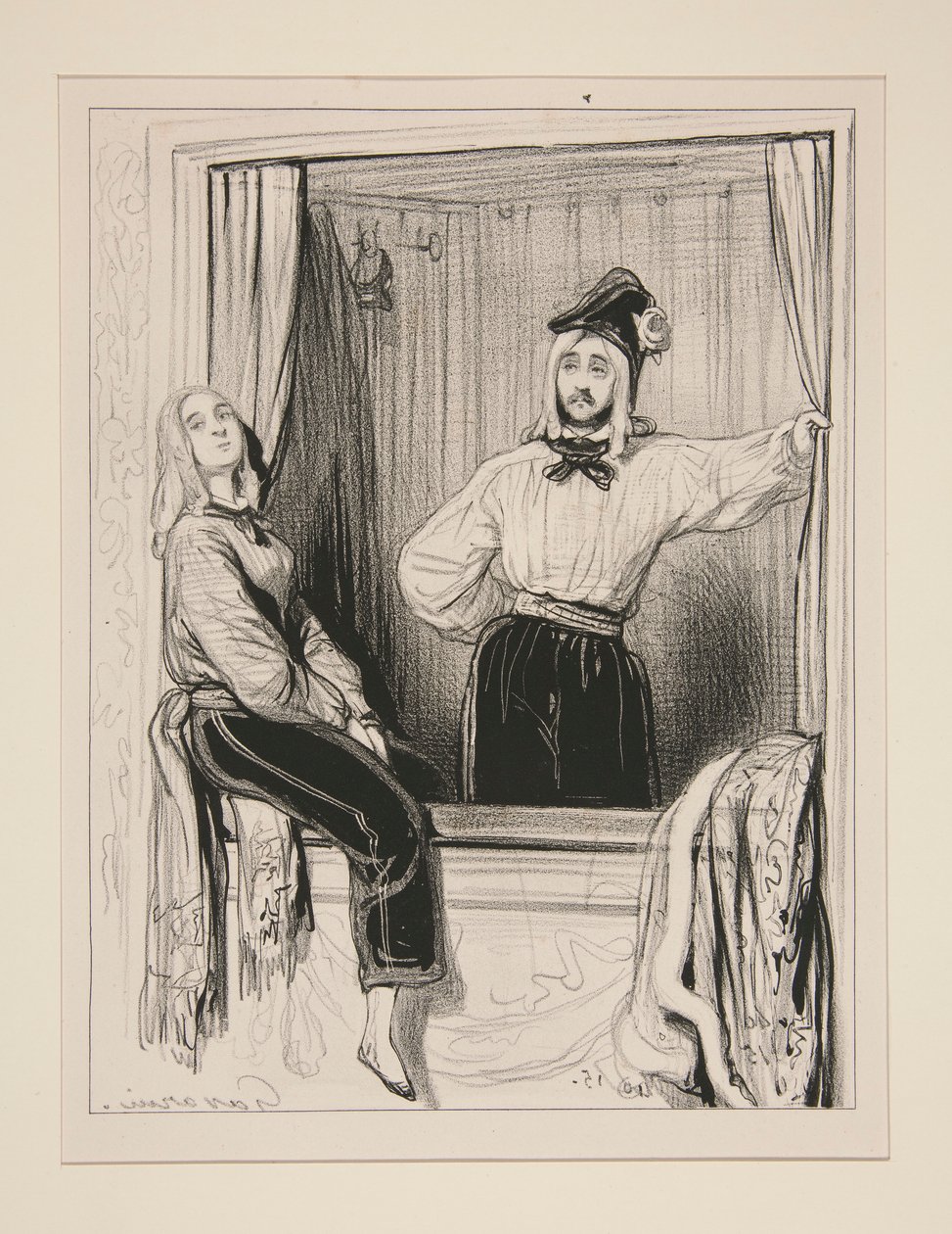 Viscount Aime de Trois Etoiles och Dame Eloa de Tremblemont åker av Paul Gavarni