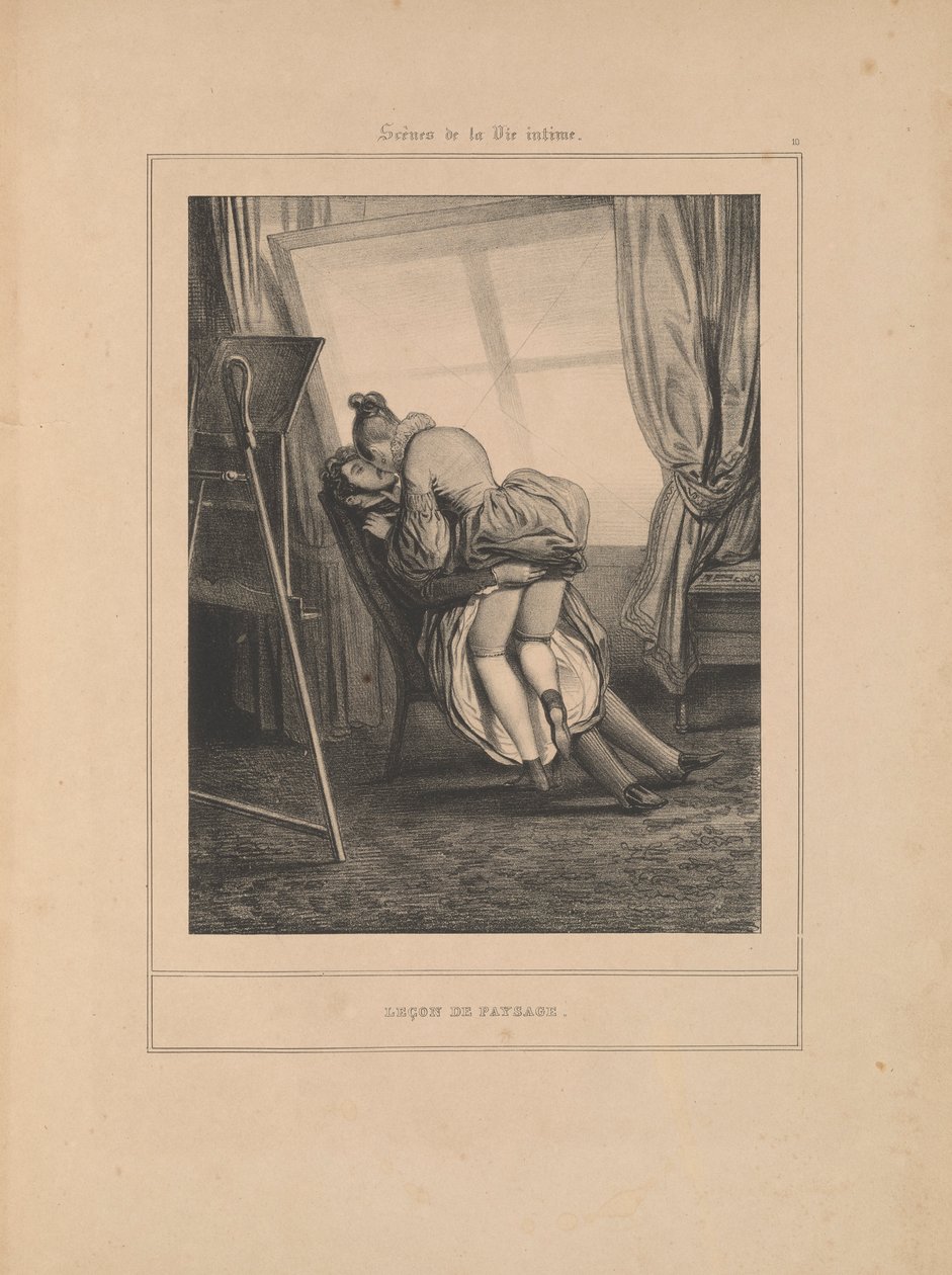Le?on de paysage, från serien Scenes of Intimate Life av Paul Gavarni