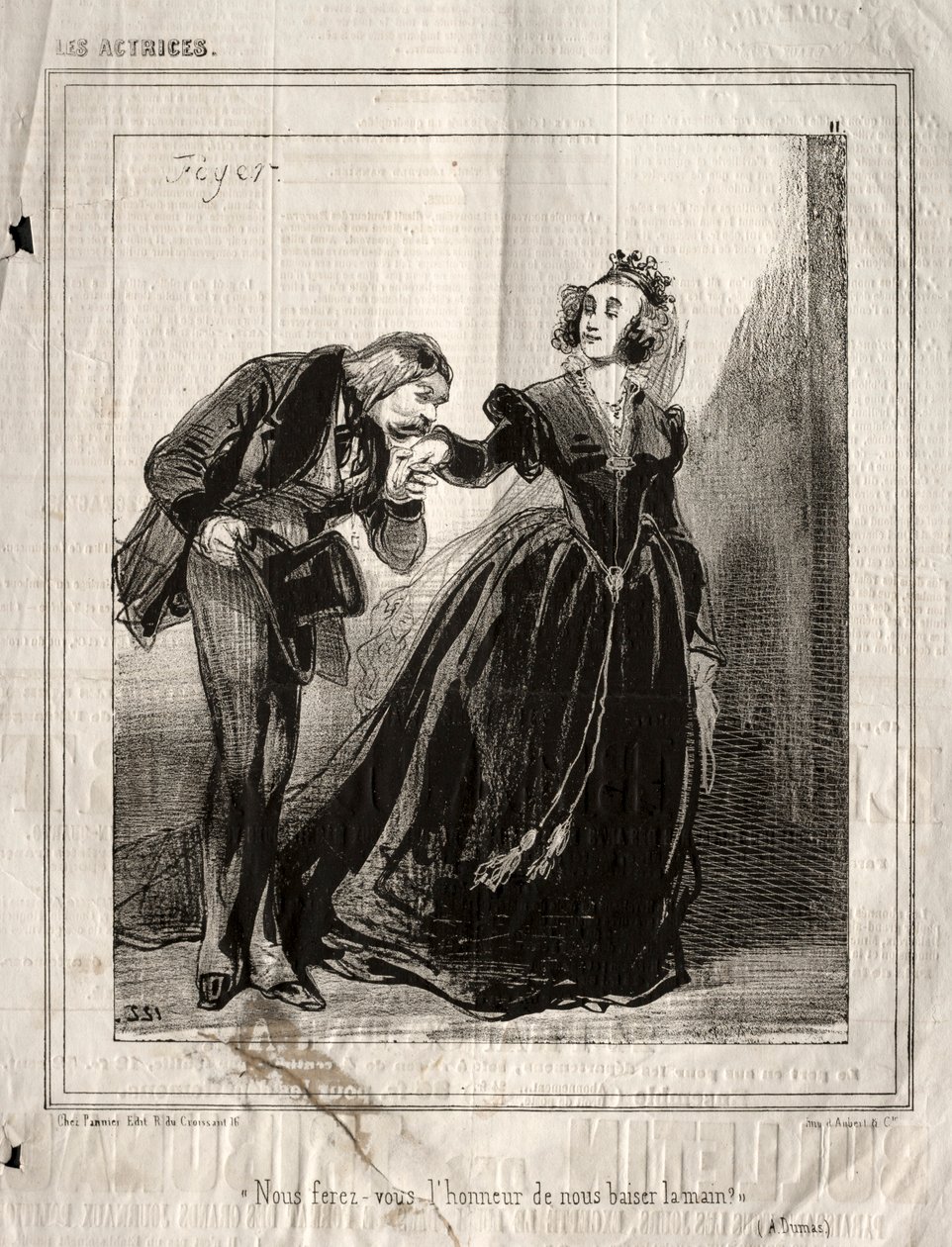 The Actresses: Will You Make Us the Man to Kiss Our Hands, 1843. av Paul Gavarni