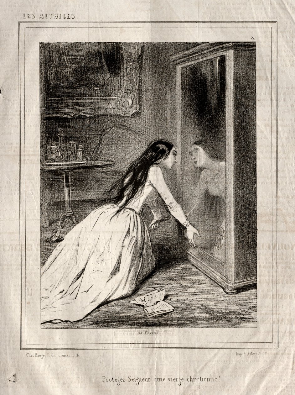 Skådespelerskor: Skydda Herren! en kristen jungfru, 1843. av Paul Gavarni
