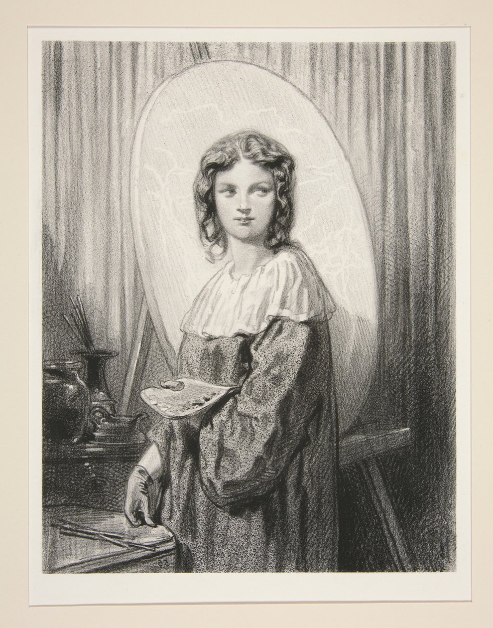 Kvinnliga konstnärer / Mistress Diana S... av Paul Gavarni