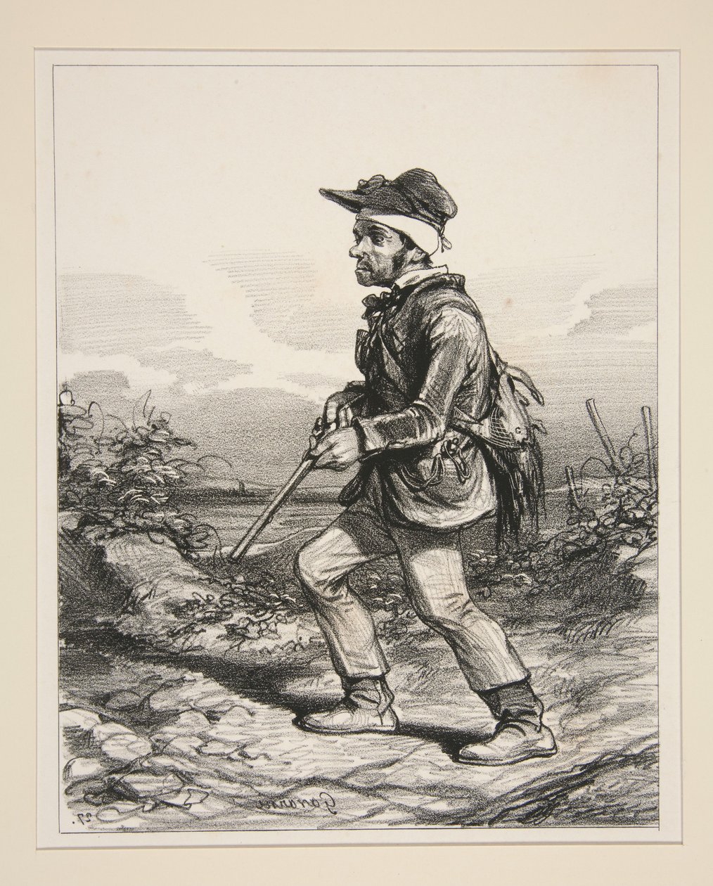 Herr Gontard (du Clos-Gorju), stor jordägare, valbar väljare, på jakt i gryningen (Ur serien: Types Contemporaines) av Paul Gavarni