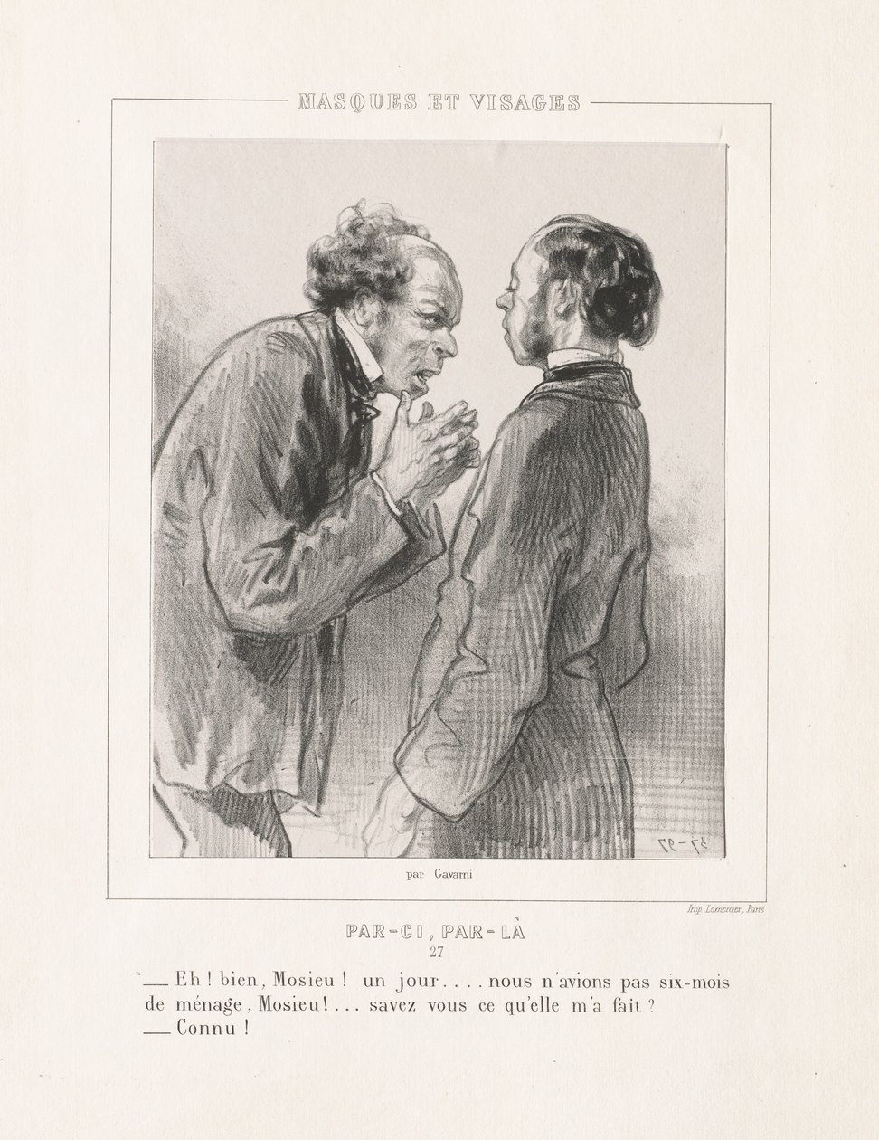 Masker och ansikten: Här, där, 1850-talet. av Paul Gavarni