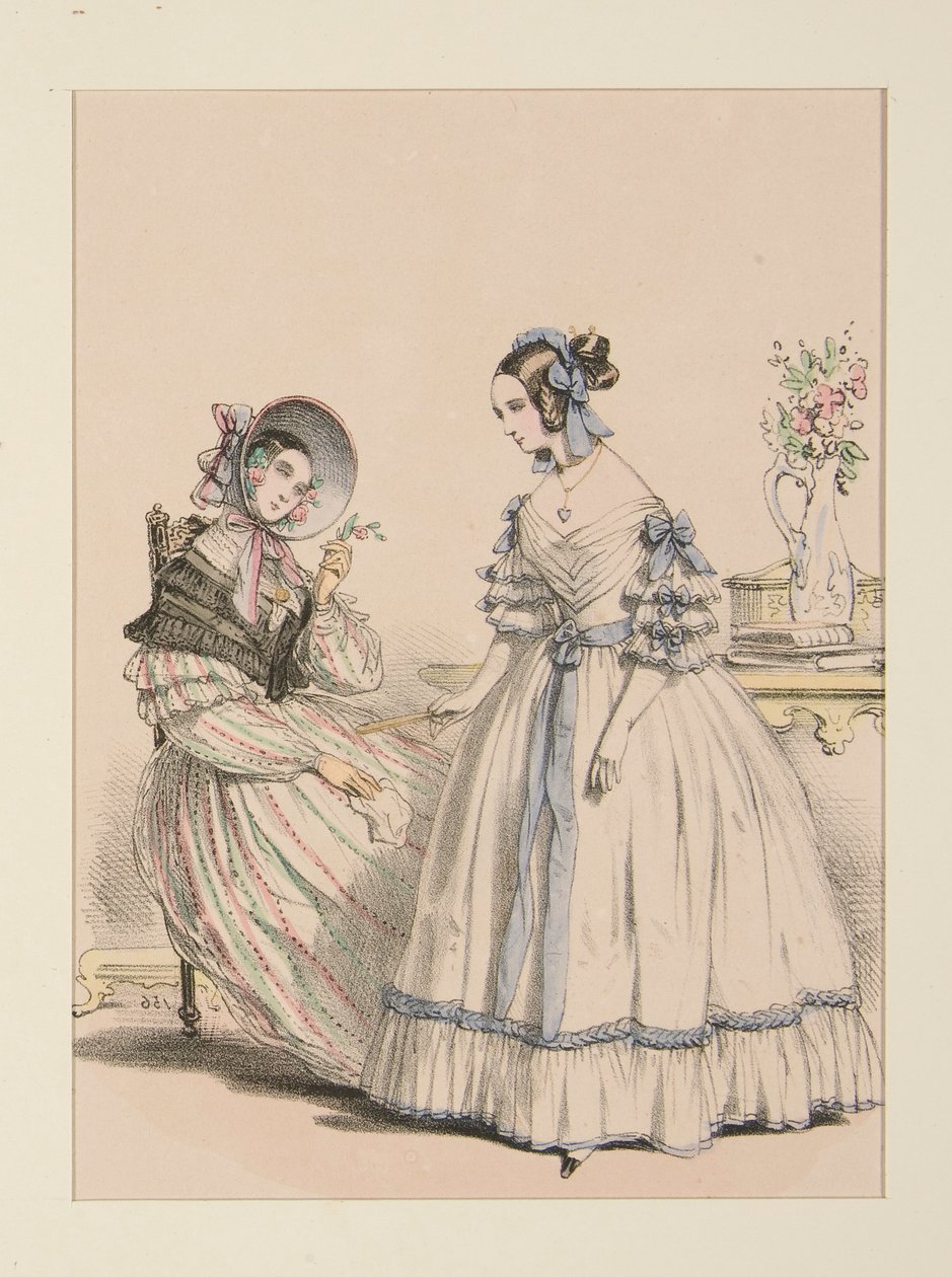 NOVEMBER 1838. Scarfklänning för gethår ​​med pärlband; av Paul Gavarni