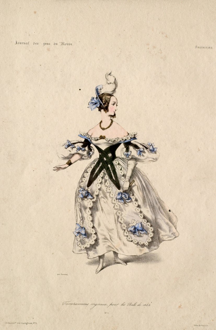 Originella maskeradkostymer för balerna år 1834 av Paul Gavarni