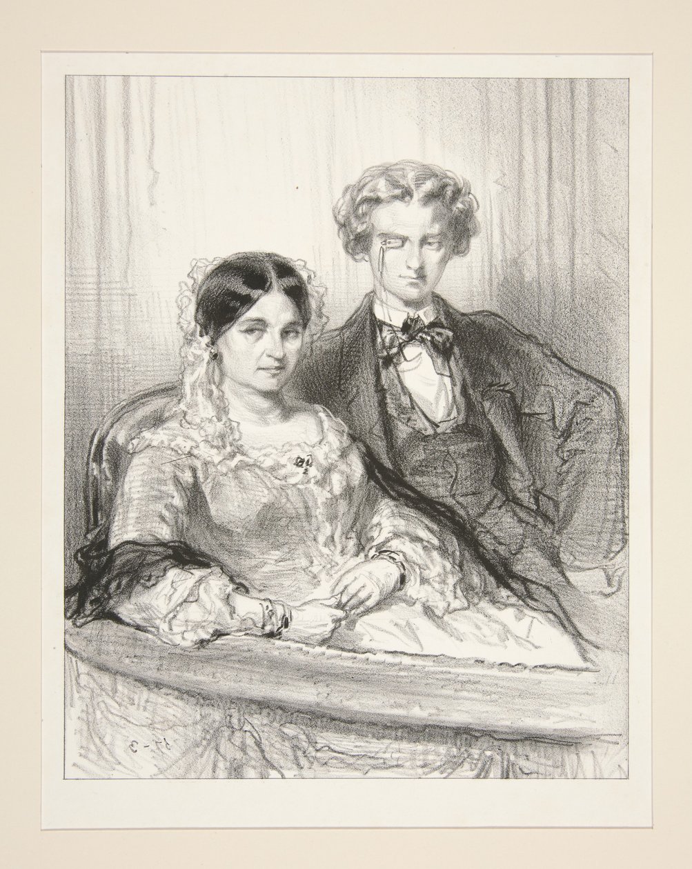 Faidra på Comédie-Française. Herr Paul de Trois-Étoiles debut i rollen som Hippolytos. av Paul Gavarni