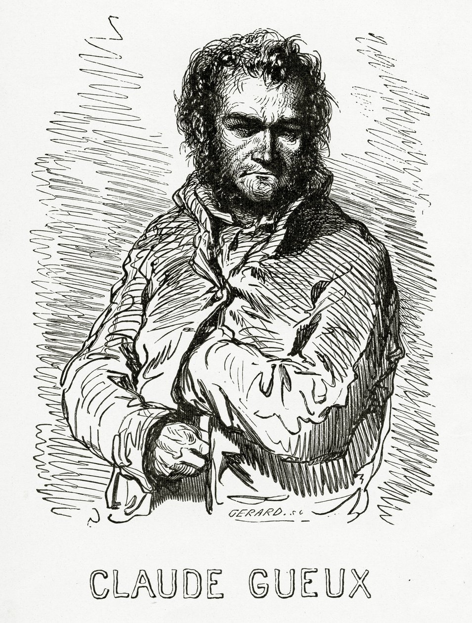 Porträtt av Claude Gueux, 1834 (sv-stick) av Paul Gavarni