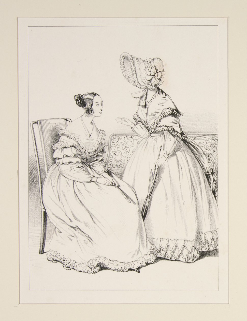 SEPTEMBER 1838. Muslinklänning med spetsvolanger; ... av Paul Gavarni