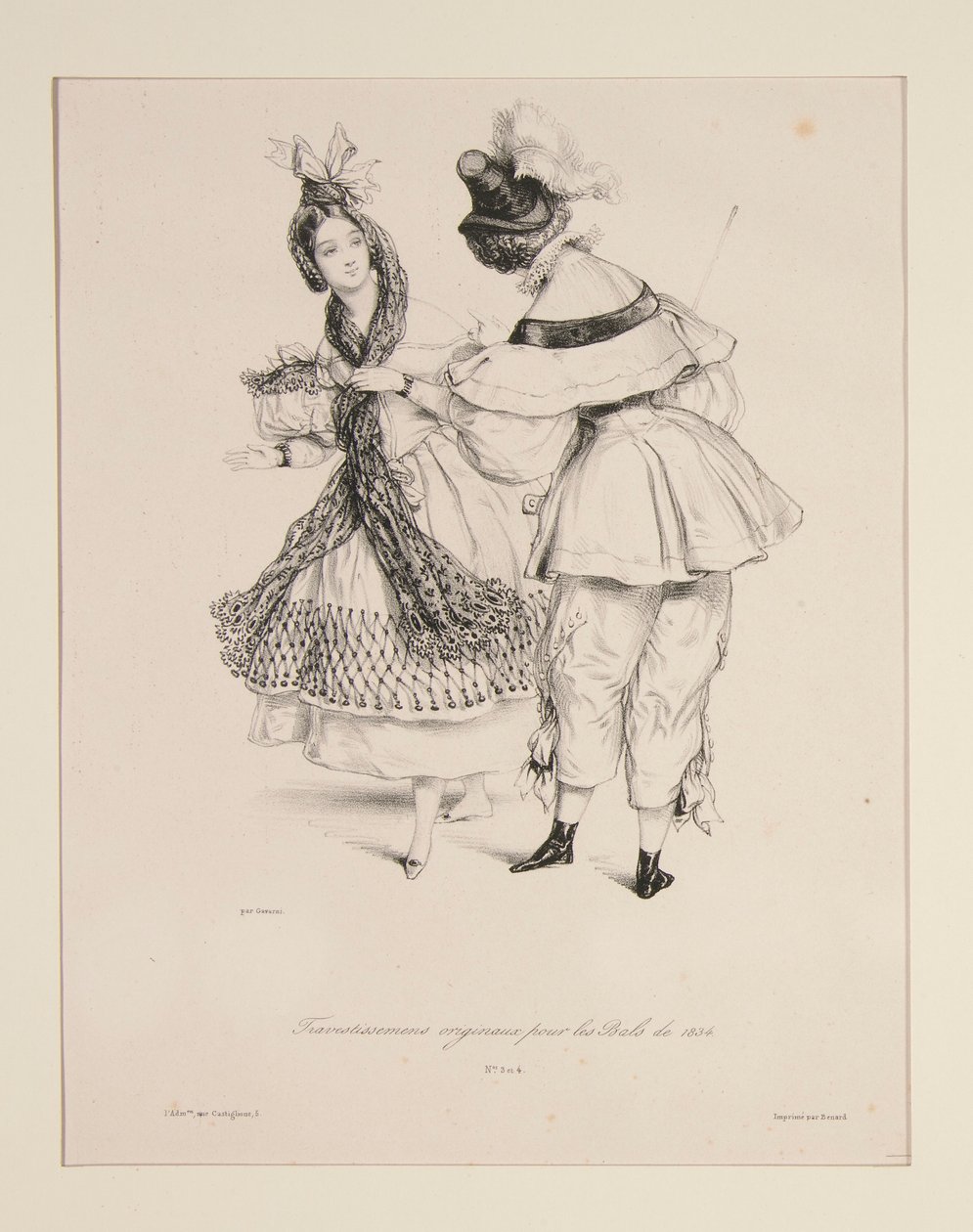 TRAVESTISSEMENS (sic) ORIGINAL för bollarna 1834. Nr. 3 och 4. av Paul Gavarni