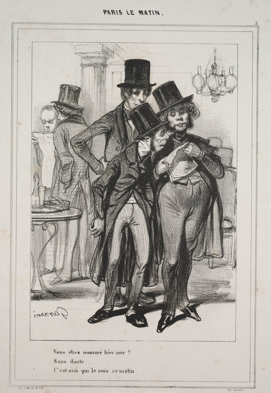 Du namngavs i går kväll... från serien Paris Le Matin, 1839. av Paul Gavarni