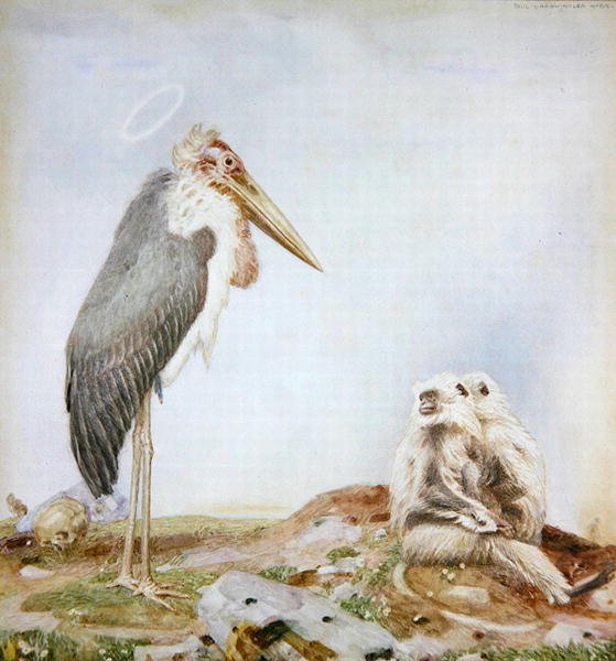 Holy Marabou (akvarell och penna på papper) av Paul Grabwinkler